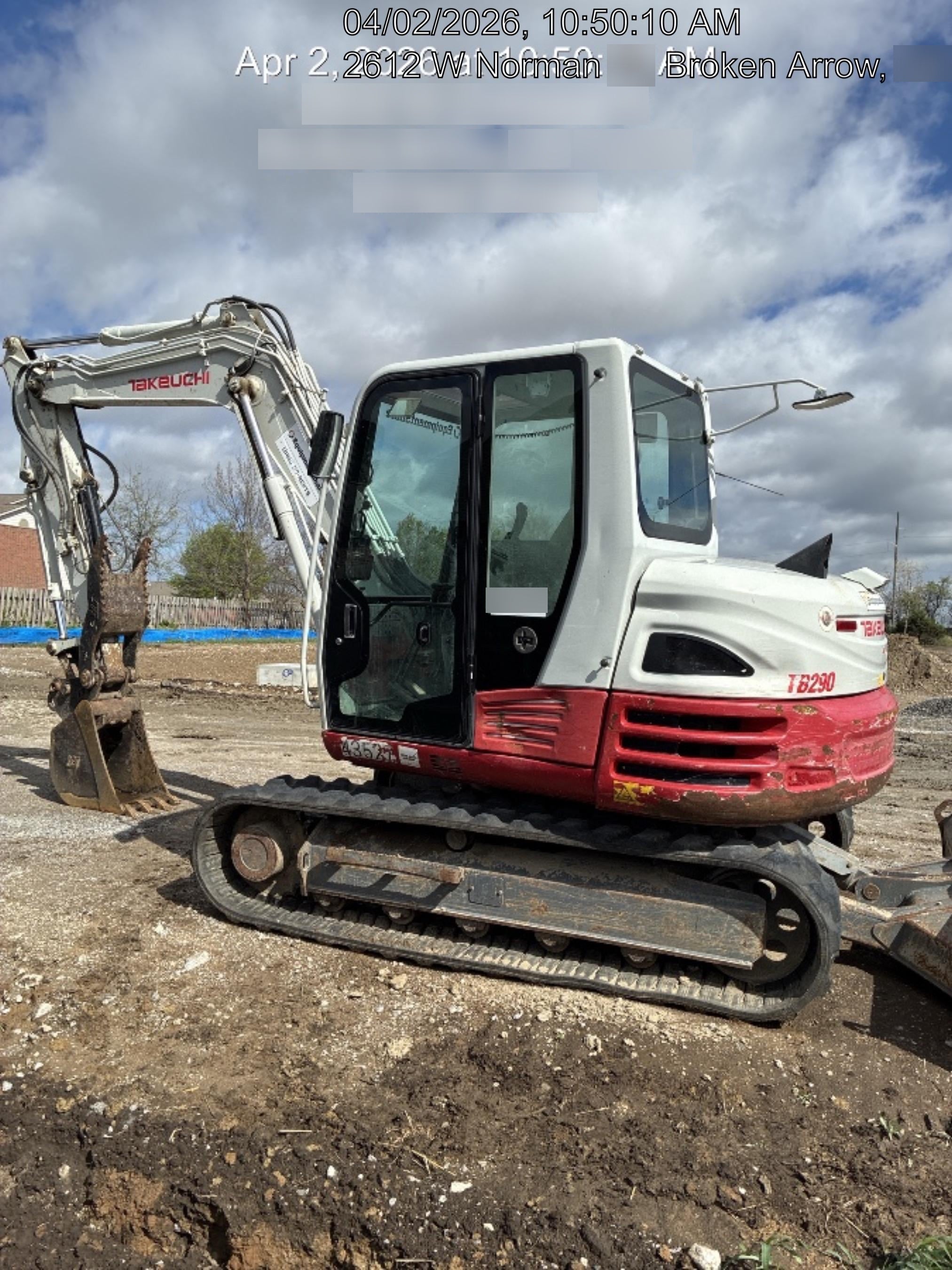 2019 Takeuchi TB290 Cab/Heat/AC Rubber tracks, Dozer blade, Travel alarm, Auxiliary hydraulics w/Manual QC, Hydraulic thumb, 18", 24", and 36" Buckets