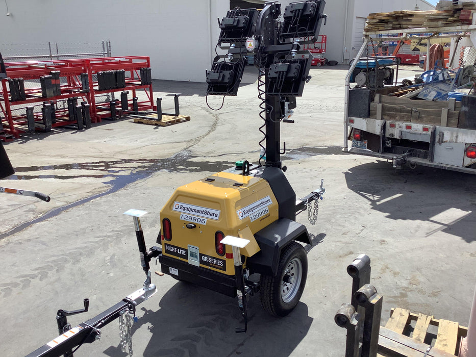 2021 Allmand NLV3GR (4) LED Light Fixture 350W, 23' Vertical Mast, 3kW Prime, Towable, Deep Sea L401, Leveling Jacks, Yanmar T4F 5.8hp