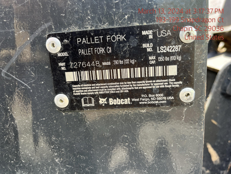 2023 BOBCAT 36" Mini Skid Steer Fork Carriage - Bobcat