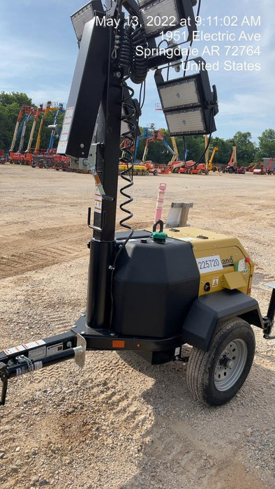 2022 Allmand NLV3GR (4) LED Light Fixture 350W, 23' Vertical Mast, 3kW Prime, Towable, Deep Sea L401, Leveling Jacks, Yanmar T4F 5.8hp