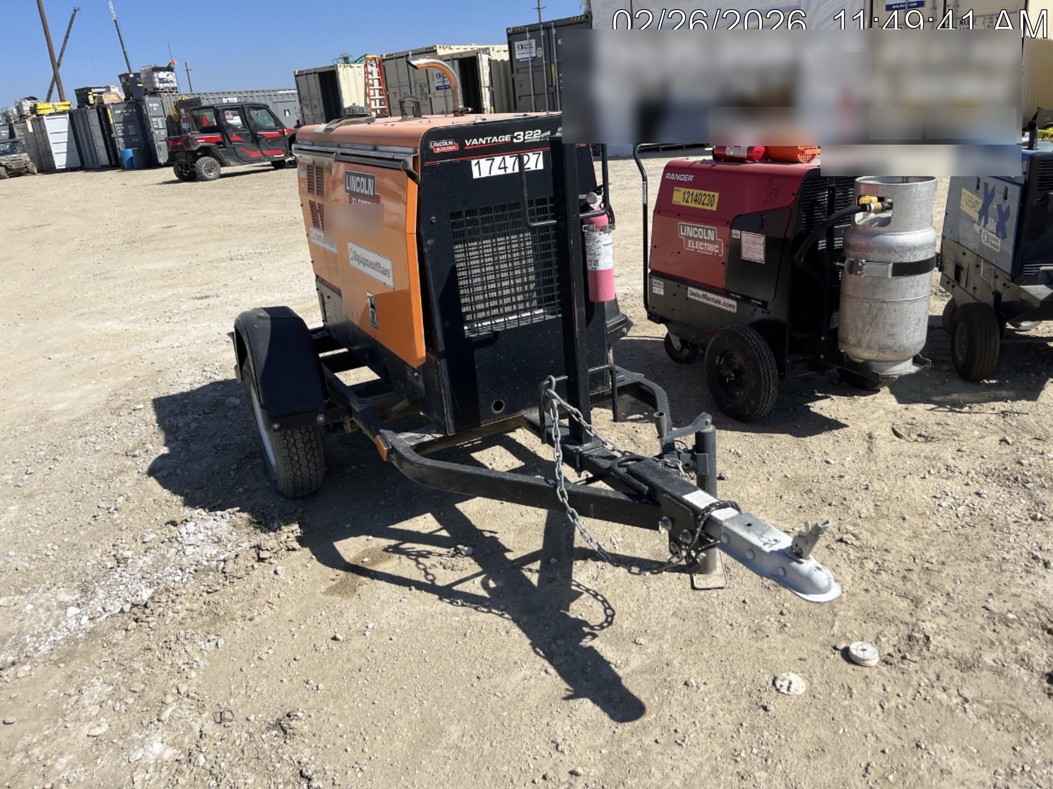 2021 Lincoln Electric Vantage 322 Vantage 322 Ready Pak 3 w/ Decals, ORANGE (includes trailer, cable rack, fender light kit) NO Telematics