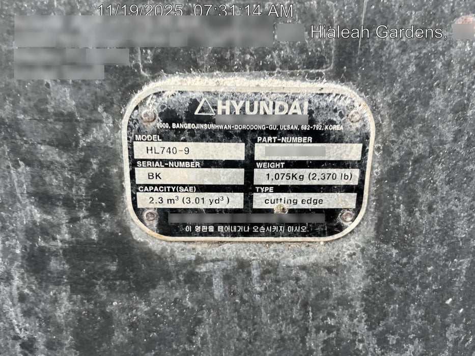 2014 HYUNDAI 3.0 cu yd Bucket, Wheel Loader - HYUNDAI