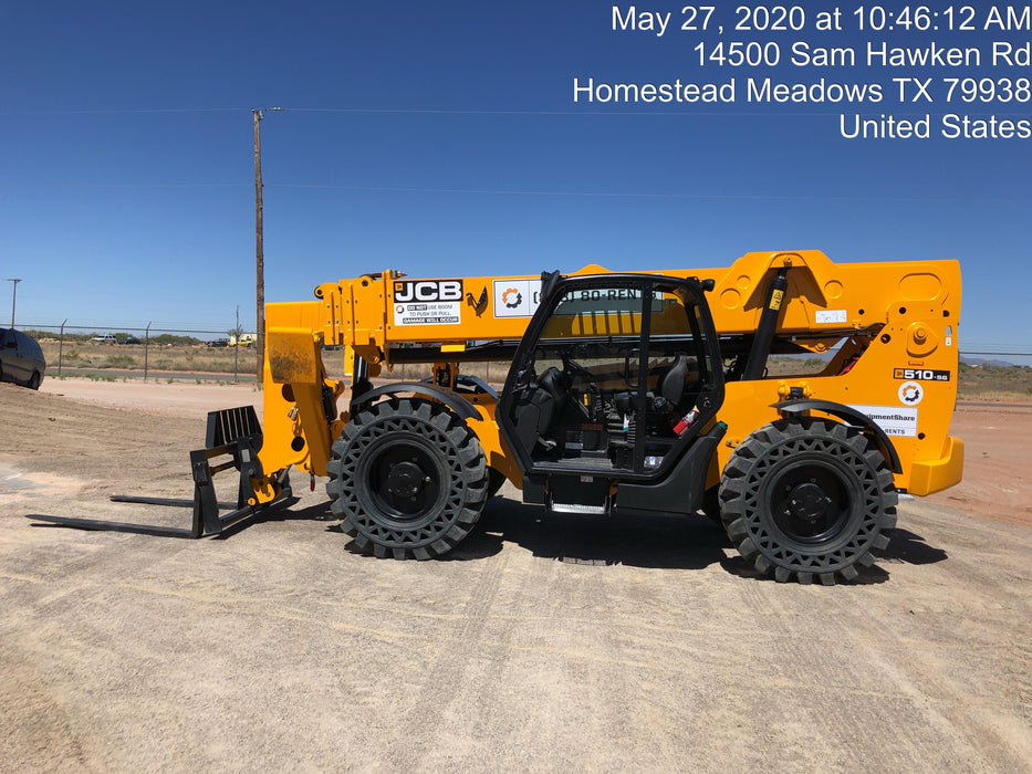 2020 JCB 510-56 Canopy, 74 HP, Solid Tires, STD Worklight, Beacon, Aux Hydraulics, Lifting Eye, Back up Alarm w/66" Carriage/60" Forks