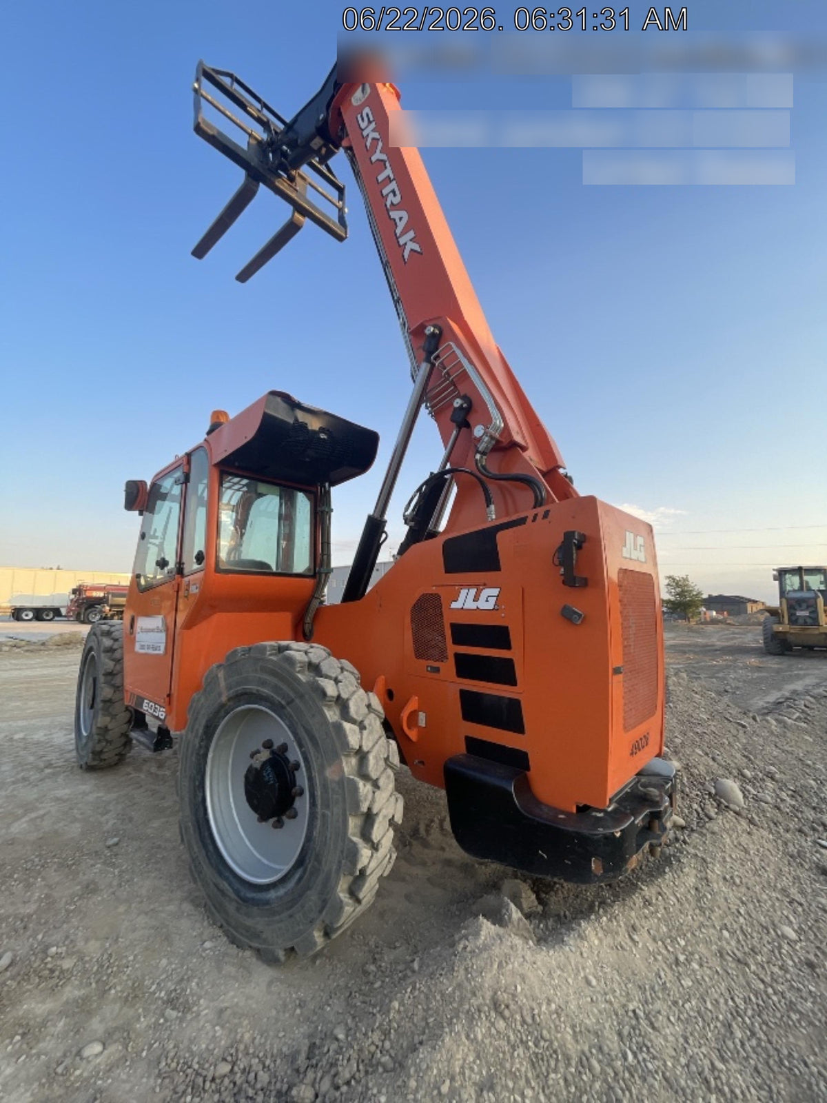 2019 Skytrak 6036 Cab/Heat/Air, Solid Tires, LED Work Lights, Beacon w/50" Carriage, 48" Pallet Forks