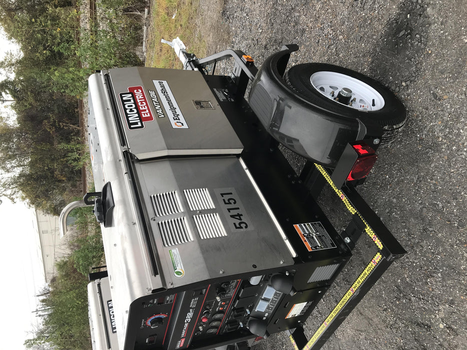 2019 Lincoln Electric Vantage 322 Welder Ready-Pak 3, Two wheel trailer, Fender and Light kit, Cable Rack