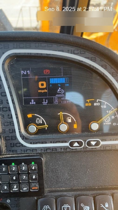 2019 JCB 512-56 Cab/Heat/Air, 109 HP, Solid Tires, STD Worklight, Beacon, Aux Hydraulics, Lifting Eye, Back up Alarm w/66" Carriage/60" Forks