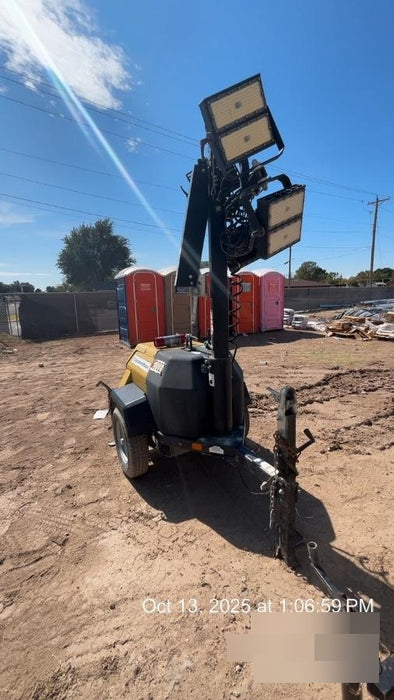 2022 Allmand NLV3GR (4) LED Light Fixture 350W, 23' Vertical Mast, 3kW Prime, Towable, Deep Sea L401, Leveling Jacks, Yanmar T4F 5.8hp