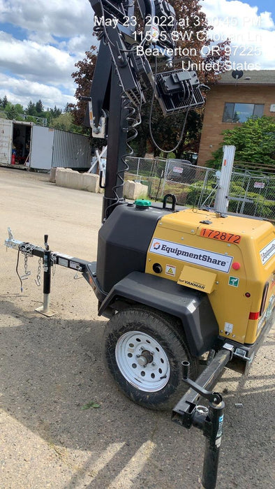 2021 Allmand NLV3GR (4) LED Light Fixture 350W, 23' Vertical Mast, 3kW Prime, Towable, Deep Sea L401, Leveling Jacks, Yanmar T4F 5.8hp