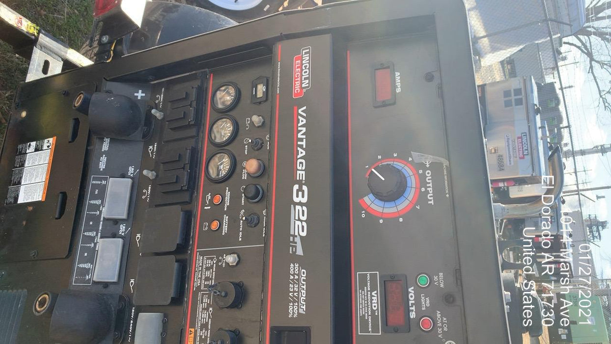 2019 Lincoln Electric Vantage 322 Ready-Pak 3, Two Wheel Trailer, Fender and Light Kit, Cable Rack