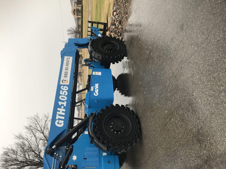 2019 Genie GTH-1056 Canopy, Solid RT Tires, LED Work Lights, Beacon 60" QA Carriage, 60" Forks