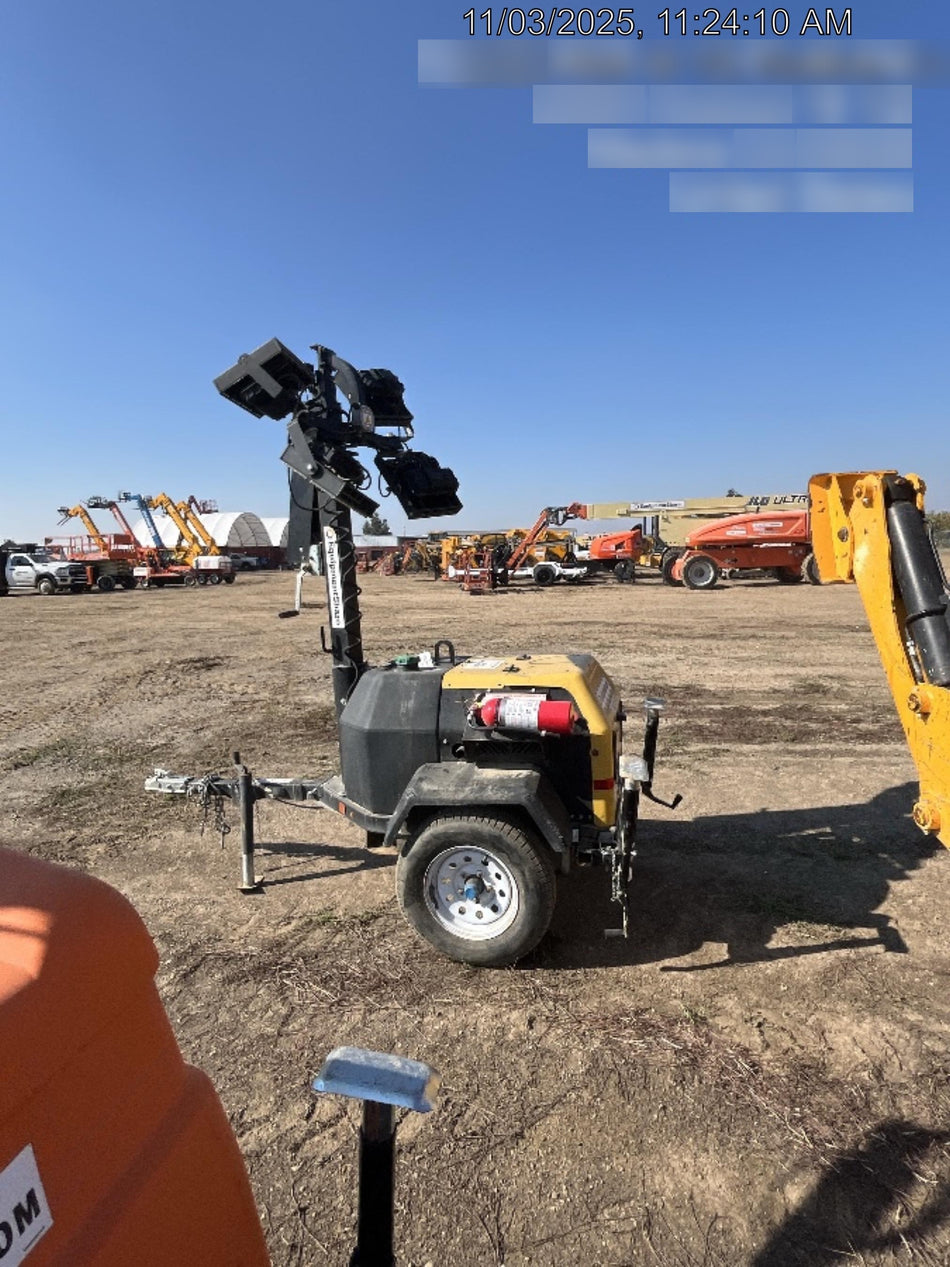 2021 Allmand NLV3GR (4) LED Light Fixture 350W, 23' Vertical Mast, 3kW Prime, Towable, Deep Sea L401, Leveling Jacks, Yanmar T4F 5.8hp