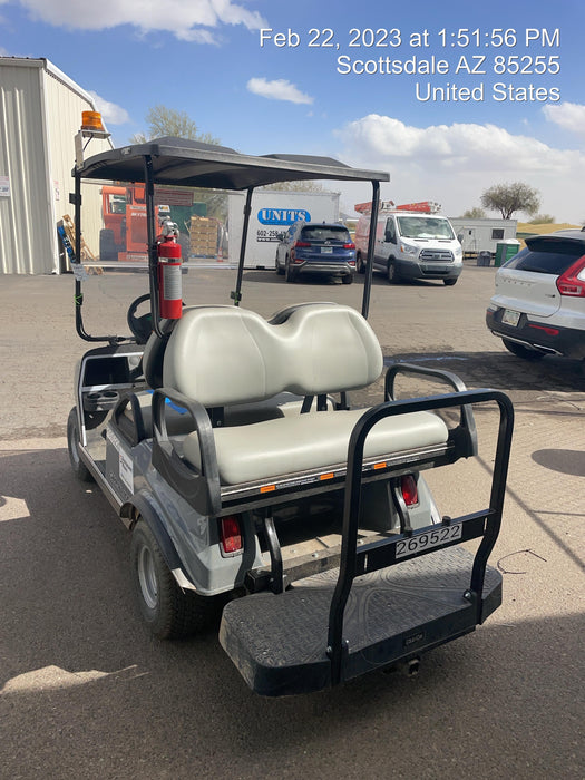 2022 Club Car CA100E Canopy, Fold down Windshield, Beacon, Back up Alarm, All-Trail Trials, HD 8 V Batteries, Trailer Hitch and Ball