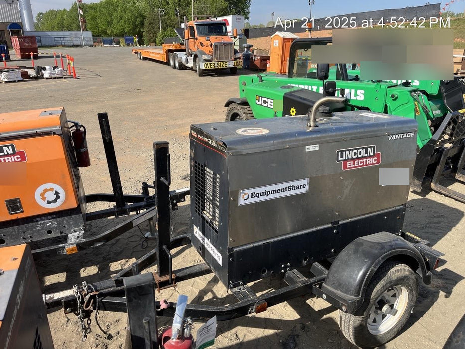 2019 Lincoln Electric Vantage 322 Ready-Pak 3, Two Wheel Trailer, Fender and Light Kit, Cable Rack