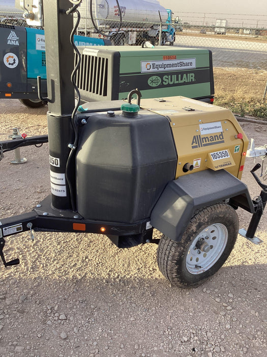 2021 Allmand NLV3GR (4) LED Light Fixture 350W, 23' Vertical Mast, 3kW Prime, Towable, Deep Sea L401, Leveling Jacks, Yanmar T4F 5.8hp