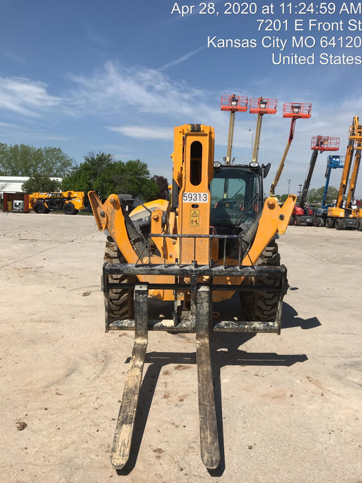 2020 JCB 510-56 Cab/Heat/Air, 74 HP, Solid Tires, STD Worklight, Beacon, Aux Hydraulics, Lifting Eye, Back up Alarm w/66" Carriage/60" Forks