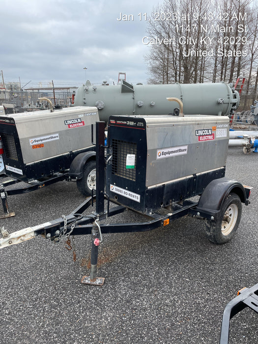2019 Lincoln Electric Vantage 322 Welder Ready-Pak 3, Two wheel trailer, Fender and Light kit, Cable Rack
