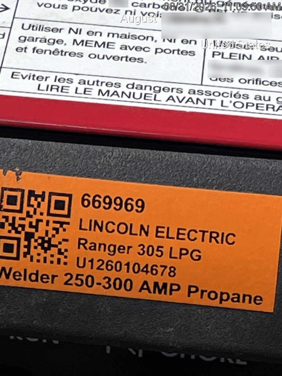 2026 LINCOLN ELECTRIC Ranger 305 LPG