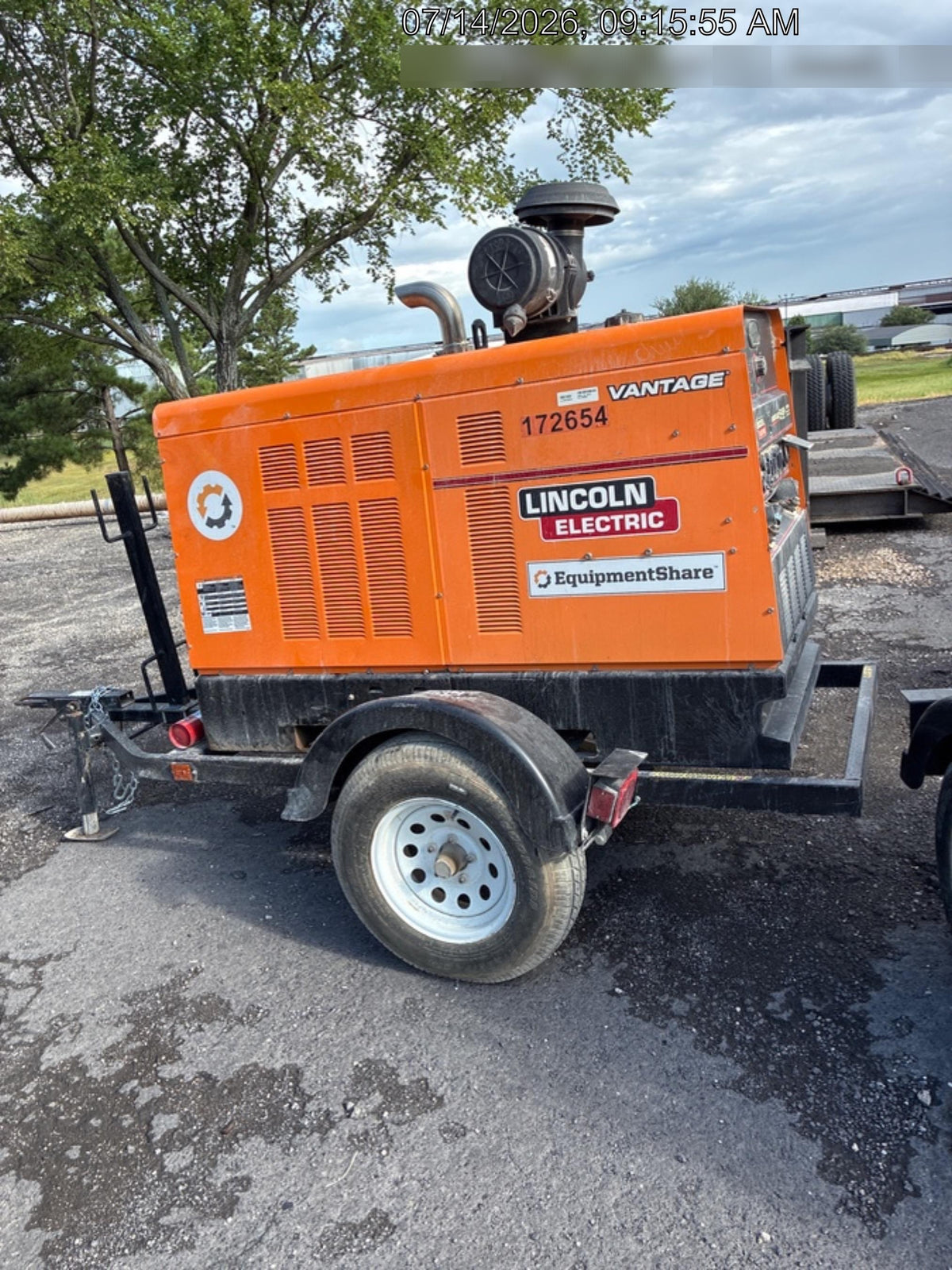 2021 Lincoln Electric Vantage 549X Ready Pak 3, ORANGE (includes trailer, cable rack, fender light kit)