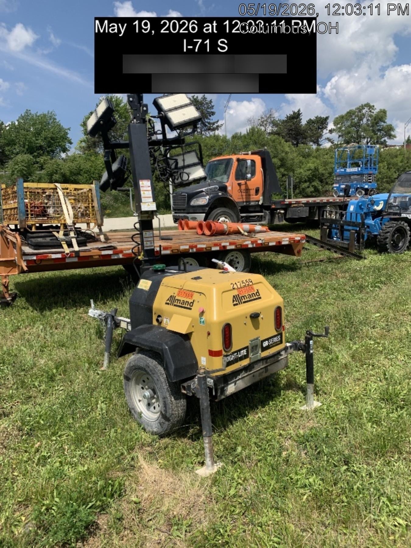 2022 Allmand NLV3GR (4) LED Light Fixture 350W, 23' Vertical Mast, 3kW Prime, Towable, Deep Sea L401, Leveling Jacks, Yanmar T4F 5.8hp