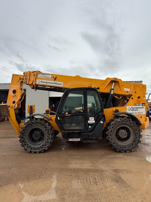 2019 JCB 512-56 Enclosed Cab, 109 HP, Solid Tires, Worklights, Beacon, Aux Hydraulics, Lifting Eye w/60" Carriage/60" Forks