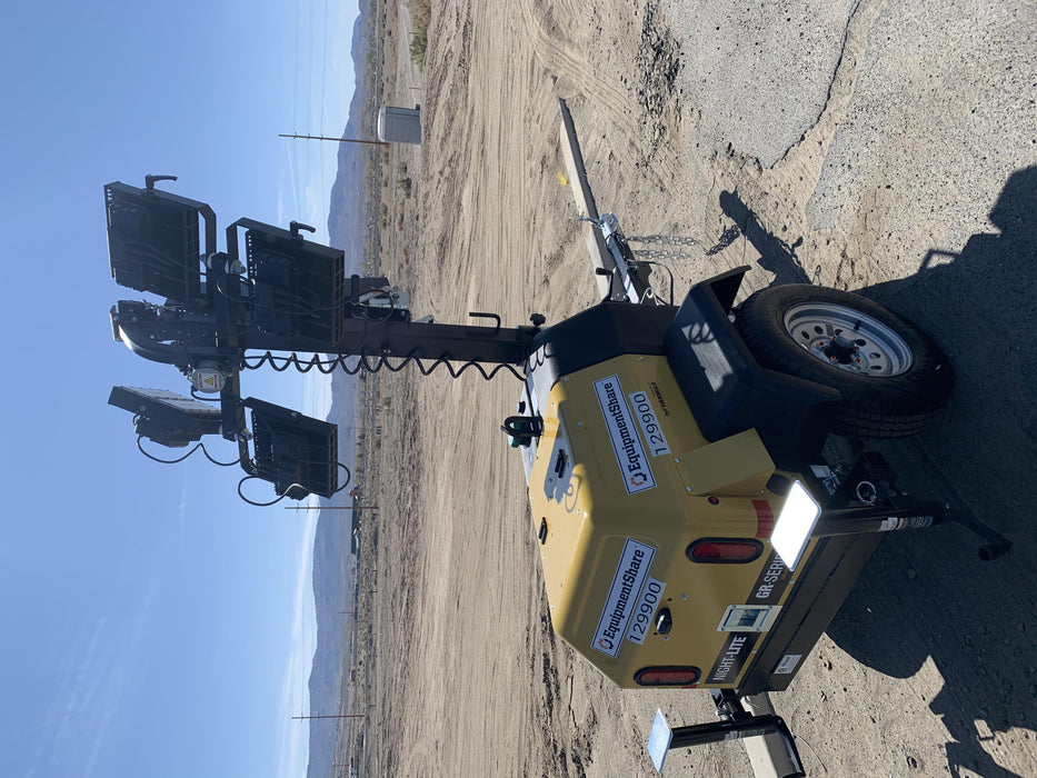 2021 Allmand NLV3GR (4) LED Light Fixture 350W, 23' Vertical Mast, 3kW Prime, Towable, Deep Sea L401, Leveling Jacks, Yanmar T4F 5.8hp