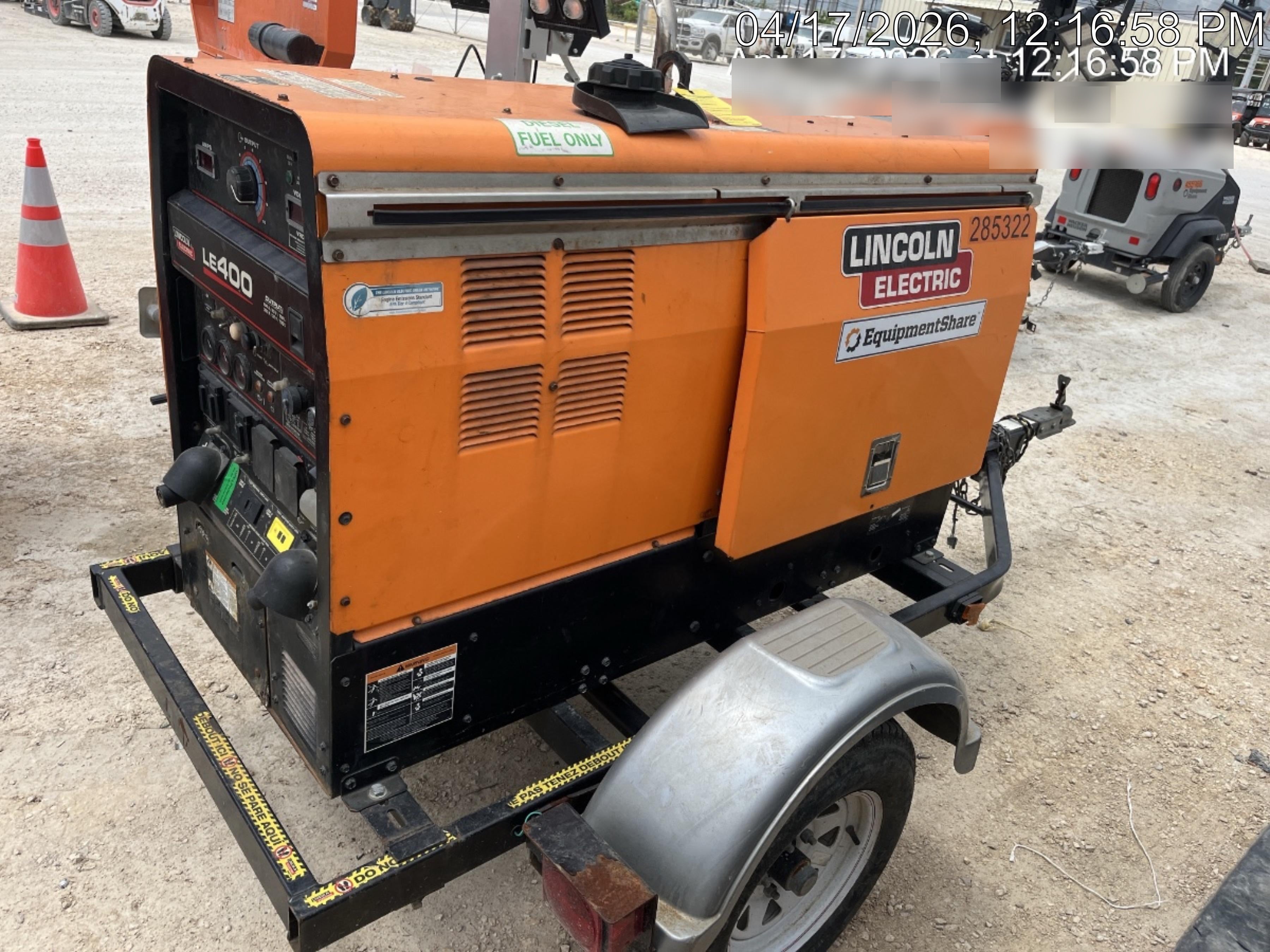 2022 Lincoln Electric LE400 Kubota V1505, Trlr, Cable Rack, Light Kit, ES Decals, T3