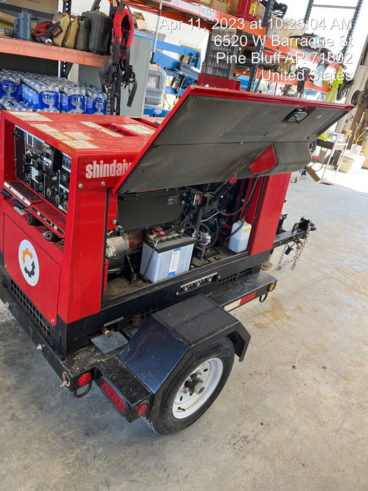 2023 Shindaiwa DGW400MDL Kubota D902 Engine, 23 HP, Dual Op Welder, Wire, Arc, Droop Stick, Tig, and CC Stick Functionality, Simulphase, 3 Phase and 1 Phase Gen Output, Single Axle NB Trlr, Slr Trckl Chrg 12V 12W, Fire Ext