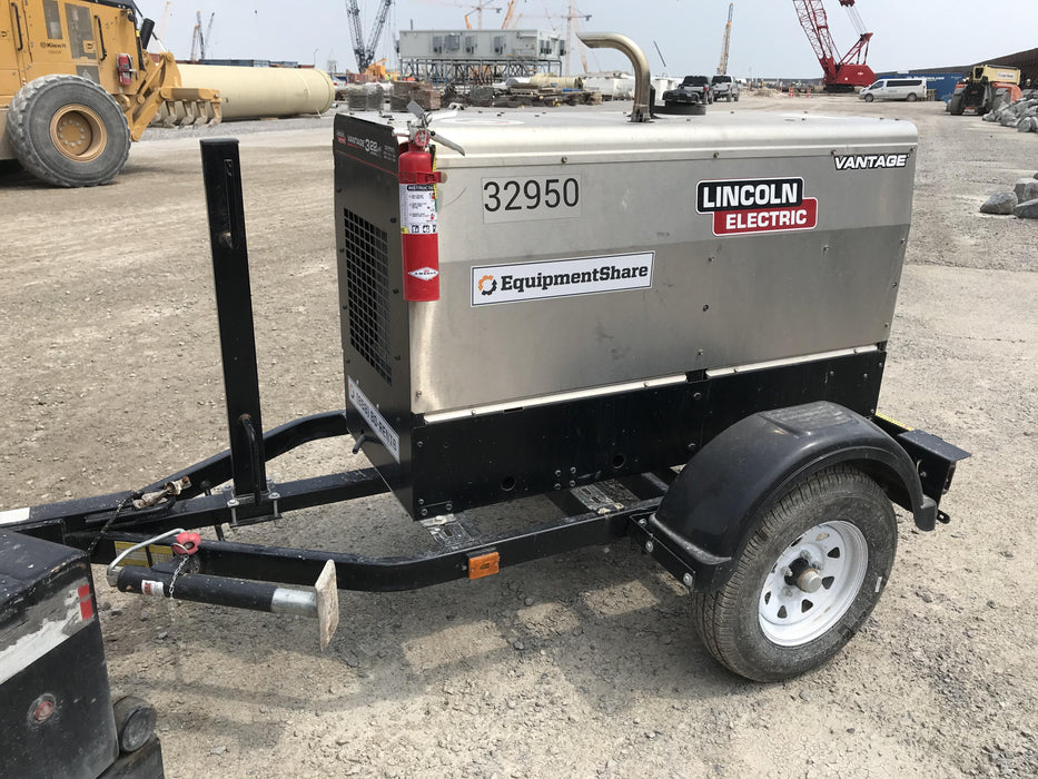 2019 Lincoln Electric Vantage 322 Welder Ready-Pak 3, Two wheel trailer, Fender and Light kit, Cable Rack