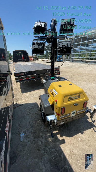 2022 Allmand NLV3GR (4) LED Light Fixture 350W, 23' Vertical Mast, 3kW Prime, Towable, Deep Sea L401, Leveling Jacks, Yanmar T4F 5.8hp