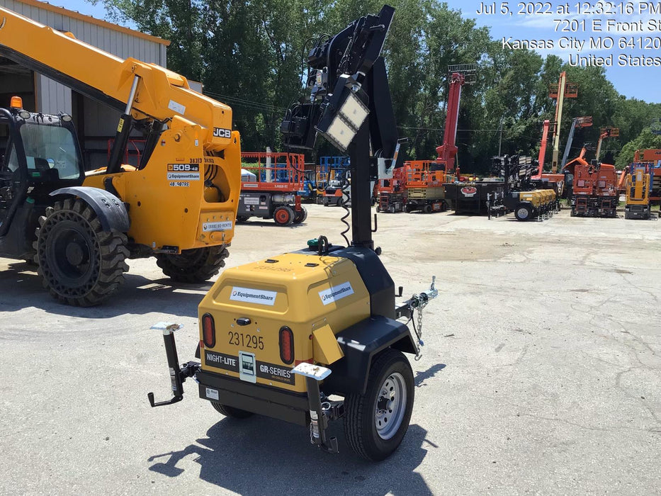 2022 Allmand NLV3GR (4) LED Light Fixture 350W, 23' Vertical Mast, 3kW Prime, Towable, Deep Sea L401, Leveling Jacks, Yanmar T4F 5.8hp