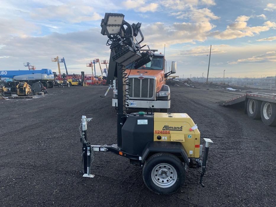 2020 Allmand NLV3GR (4) LED Light Fixture 350W, 23' Vertical Mast, 3kW Prime, Towable, Deep Sea L401, Leveling Jacks, Yanmar T4F 5.8hp