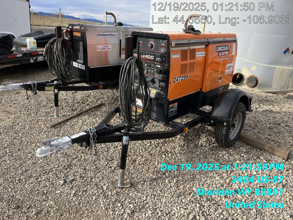 2022 Lincoln Electric LE400 Kubota V1505, Trlr, Cable Rack, Light Kit, ES Decals, T3