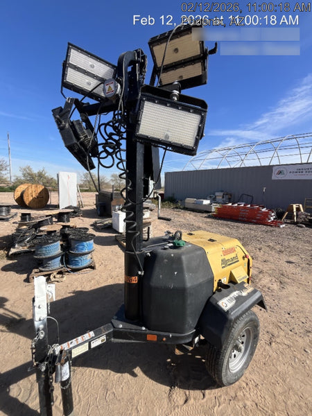 2022 Allmand NLV3GR (4) LED Light Fixture 350W, 23' Vertical Mast, 3kW Prime, Towable, ES Decals, T3