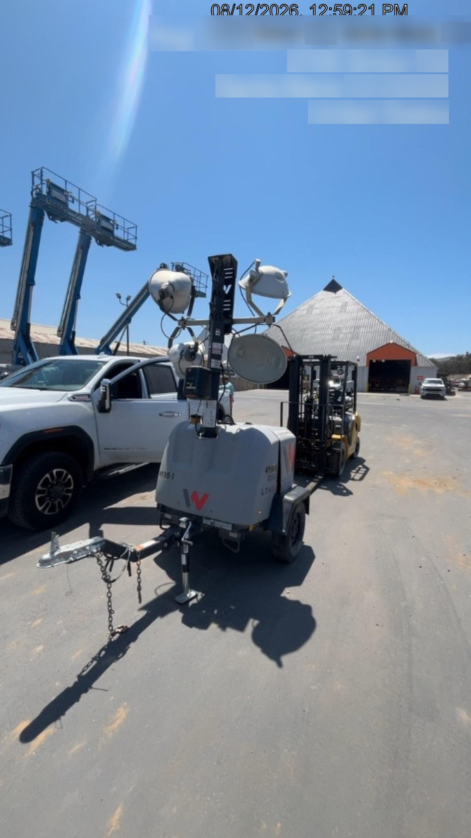 2019 Wacker Neuson LTV6K-MH Power mast, 1100W MH, Fuel Sensors, Wiring Harness