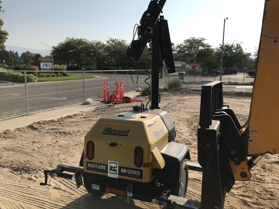 2021 Allmand NLV3GR (4) LED Light Fixture 350W, 23' Vertical Mast, 3kW Prime, Towable, Deep Sea L401, Leveling Jacks, Yanmar T4F 5.8hp