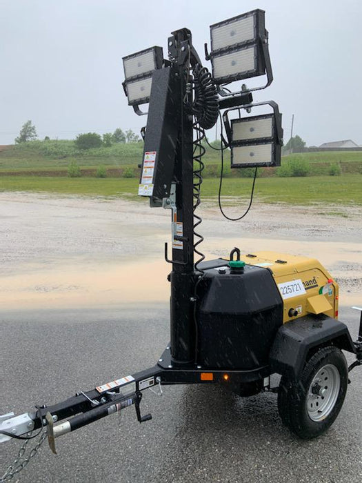 2022 Allmand NLV3GR (4) LED Light Fixture 350W, 23' Vertical Mast, 3kW Prime, Towable, Deep Sea L401, Leveling Jacks, Yanmar T4F 5.8hp