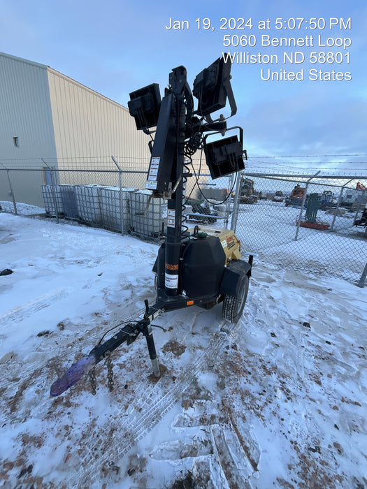 2022 Allmand NLV3GR (4) LED Light Fixture 350W, 23' Vertical Mast, 3kW Prime, Towable, Deep Sea L401, Leveling Jacks, Yanmar T4F 5.8hp