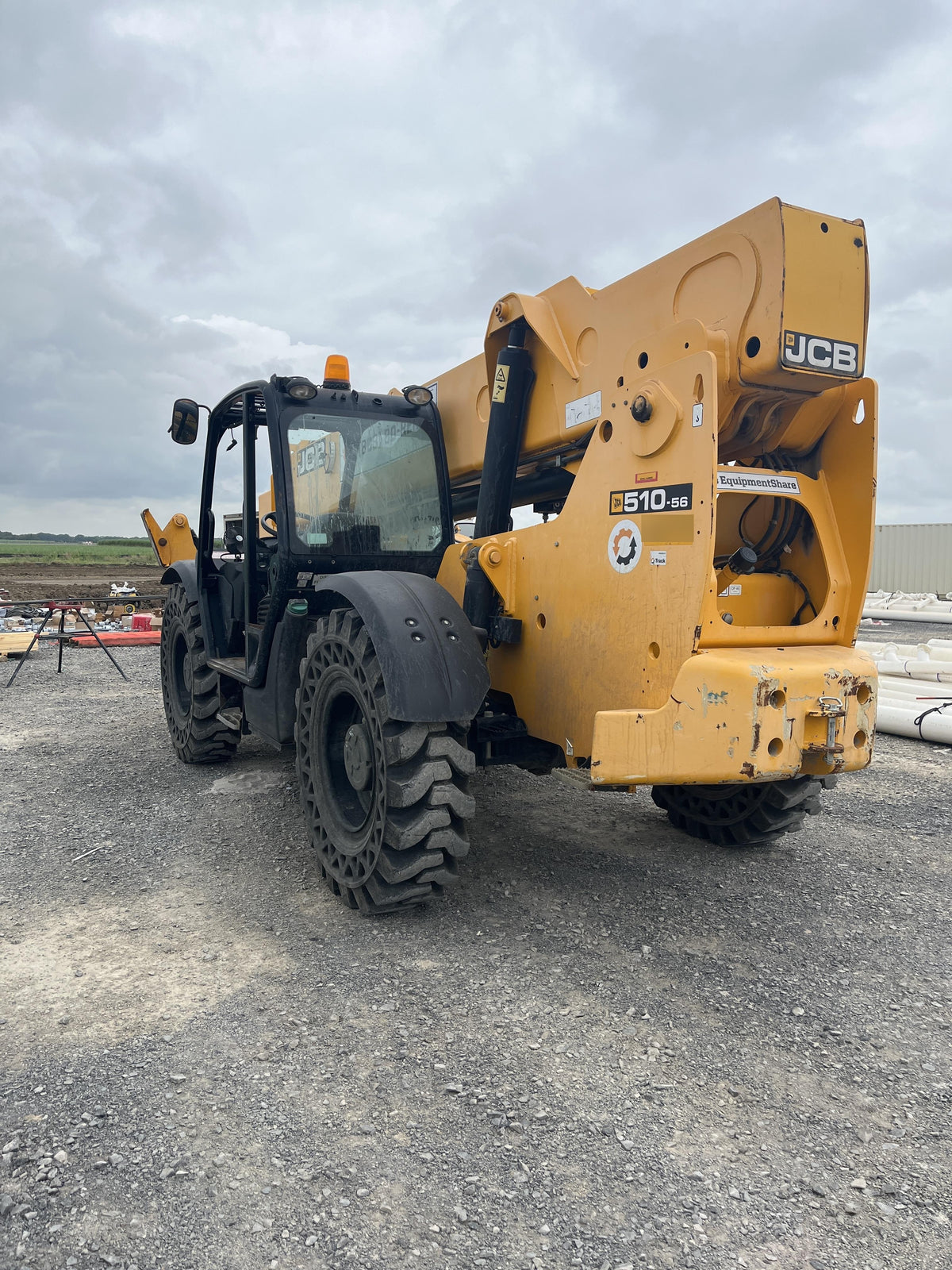 2019 JCB 510-56 Canopy, 74 HP, Solid Tires, STD Worklight, Beacon, Aux Hydraulics, Lifting Eye, Back up Alarm w/66" Carriage/60" Forks