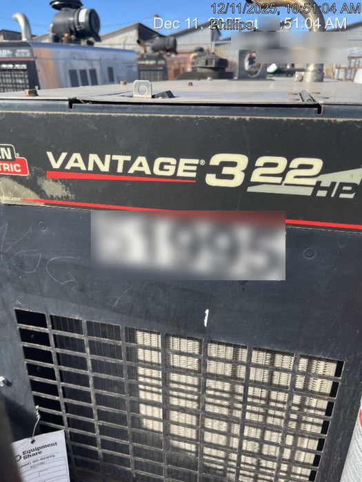 2019 Lincoln Electric Vantage 322 Welder Ready-Pak 3, Two wheel trailer, Fender and Light kit, Cable Rack