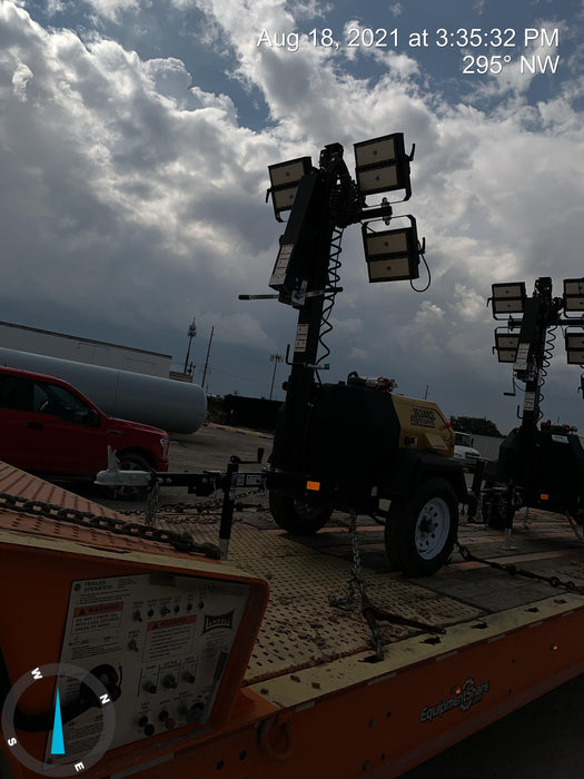 2021 Allmand NLV3GR (4) LED Light Fixture 350W, 23' Vertical Mast, 3kW Prime, Towable, Deep Sea L401, Leveling Jacks, Yanmar T4F 5.8hp