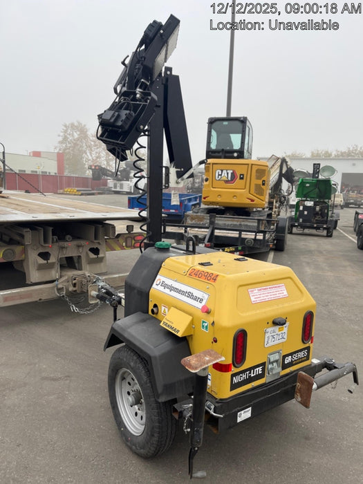 2022 Allmand NLV3GR (4) LED Light Fixture 350W, 23' Vertical Mast, 3kW Prime, Towable, ES Decals, T3