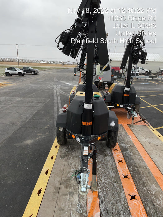 2022 Allmand NLV3GR (4) LED Light Fixture 350W, 23' Vertical Mast, 3kW Prime, Towable, Deep Sea L401, Leveling Jacks, Yanmar T4F 5.8hp