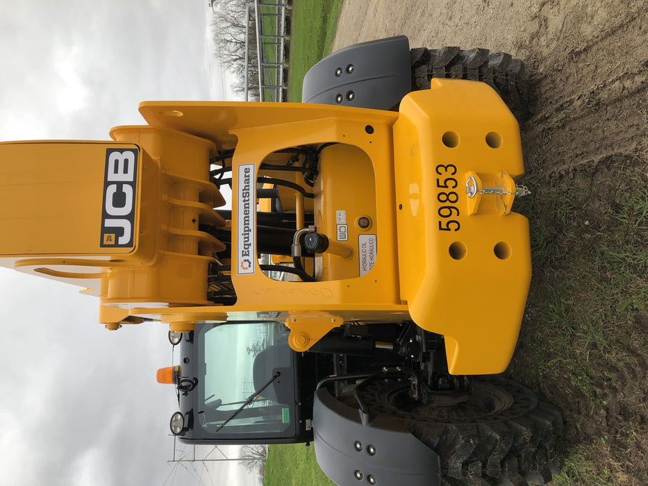 2020 JCB 510-56 Cab/Heat/Air, 74 HP, Solid Tires, STD Worklight, Beacon, Aux Hydraulics, Lifting Eye, Back up Alarm w/66" Carriage/60" Forks