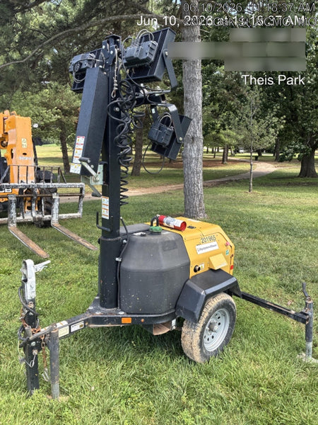 2022 Allmand NLV3GR (4) LED Light Fixture 350W, 23' Vertical Mast, 3kW Prime, Towable, Deep Sea L401, Leveling Jacks, Yanmar T4F 5.8hp