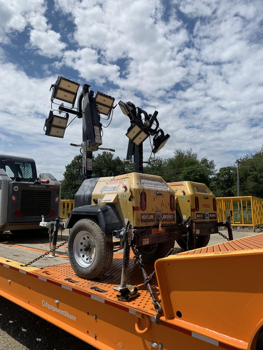 2021 Allmand NLV3GR (4) LED Light Fixture 350W, 23' Vertical Mast, 3kW Prime, Towable, Deep Sea L401, Leveling Jacks, Yanmar T4F 5.8hp