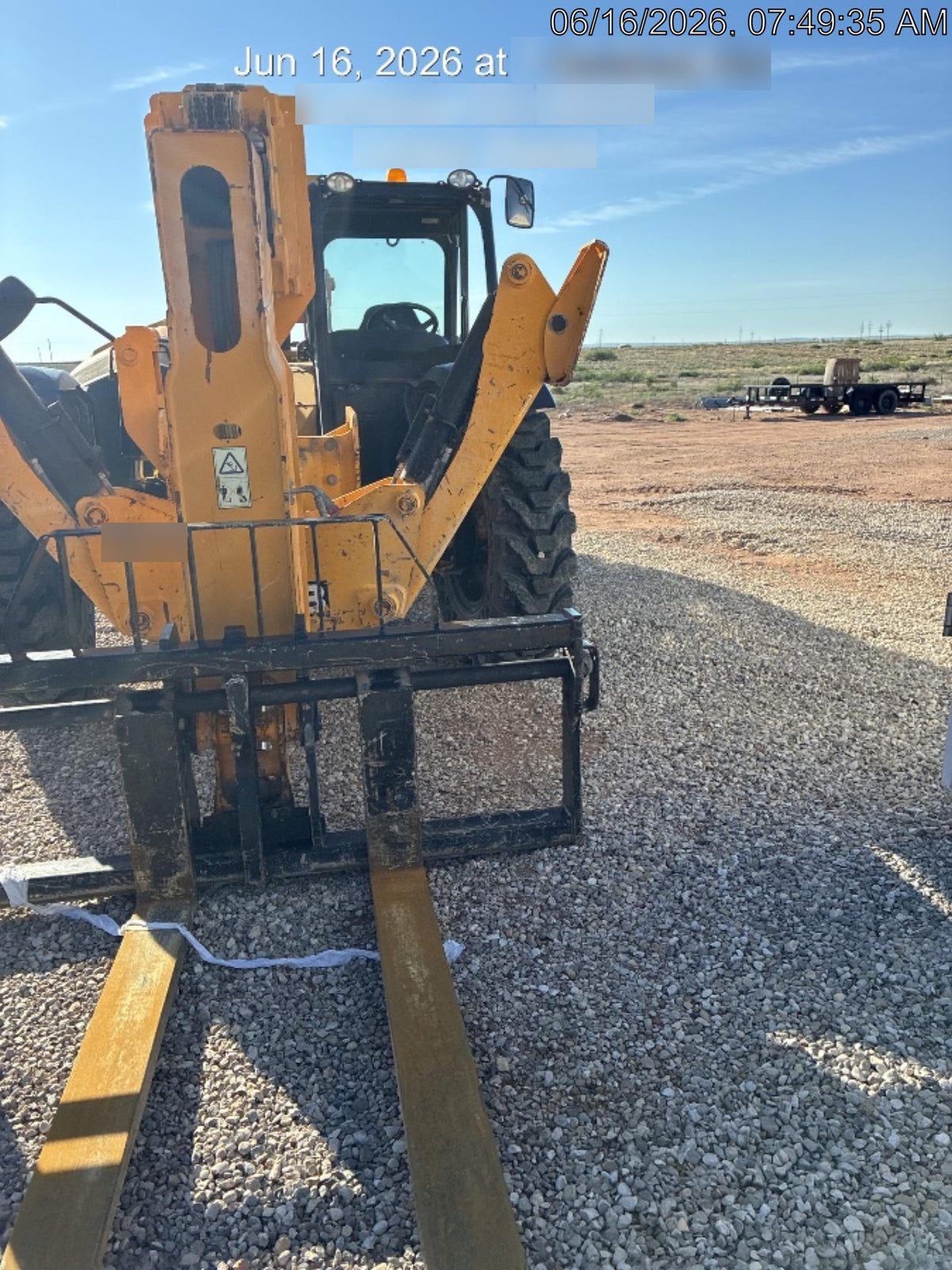 2019 JCB 510-56 Open ROPS, 74 HP, Solid Tires, Worklights, Beacon, Aux Hydraulics, Lifting Eye w/60" Carriage/60" Forks
