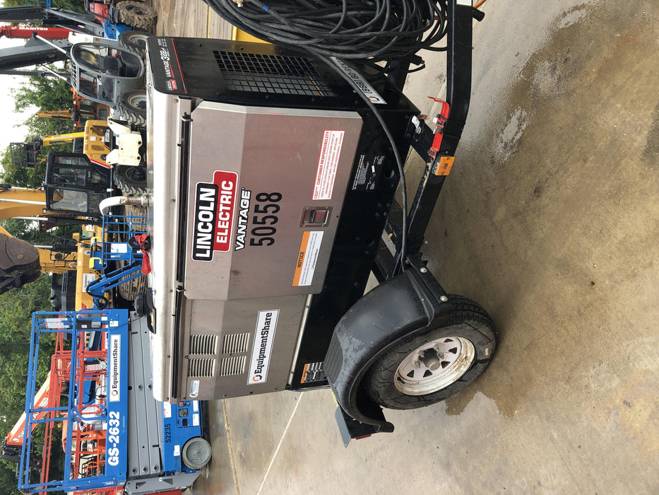 2019 Lincoln Electric Vantage 322 Welder Ready-Pak 3, Two wheel trailer, Fender and Light kit, Cable Rack