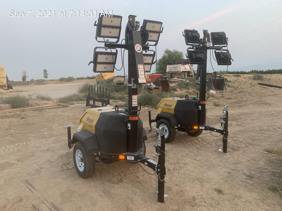 2021 Allmand NLV3GR (4) LED Light Fixture 350W, 23' Vertical Mast, 3kW Prime, Towable, Deep Sea L401, Leveling Jacks, Yanmar T4F 5.8hp