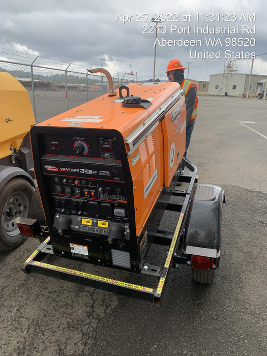 2021 Lincoln Electric Vantage 322 Vantage 322 Ready Pak 3 w/ Decals, ORANGE (includes trailer, cable rack, fender light kit) NO Telematics