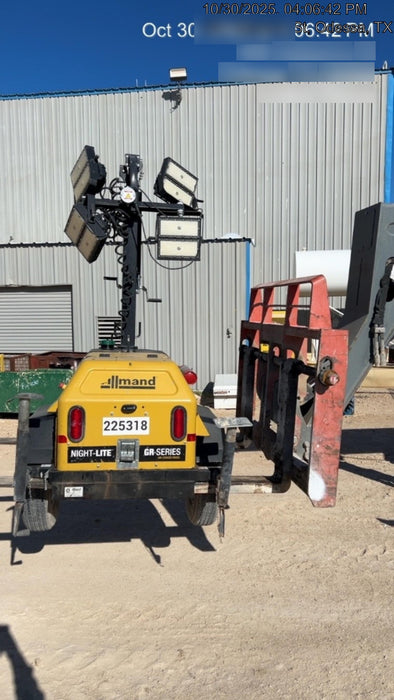 2022 Allmand NLV3GR (4) LED Light Fixture 350W, 23' Vertical Mast, 3kW Prime, Towable, Deep Sea L401, Leveling Jacks, Yanmar T4F 5.8hp